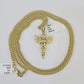 10K Gold Miami Cuban Chain Praying Angel Charm 18"-30" 3mm REAL Pendant