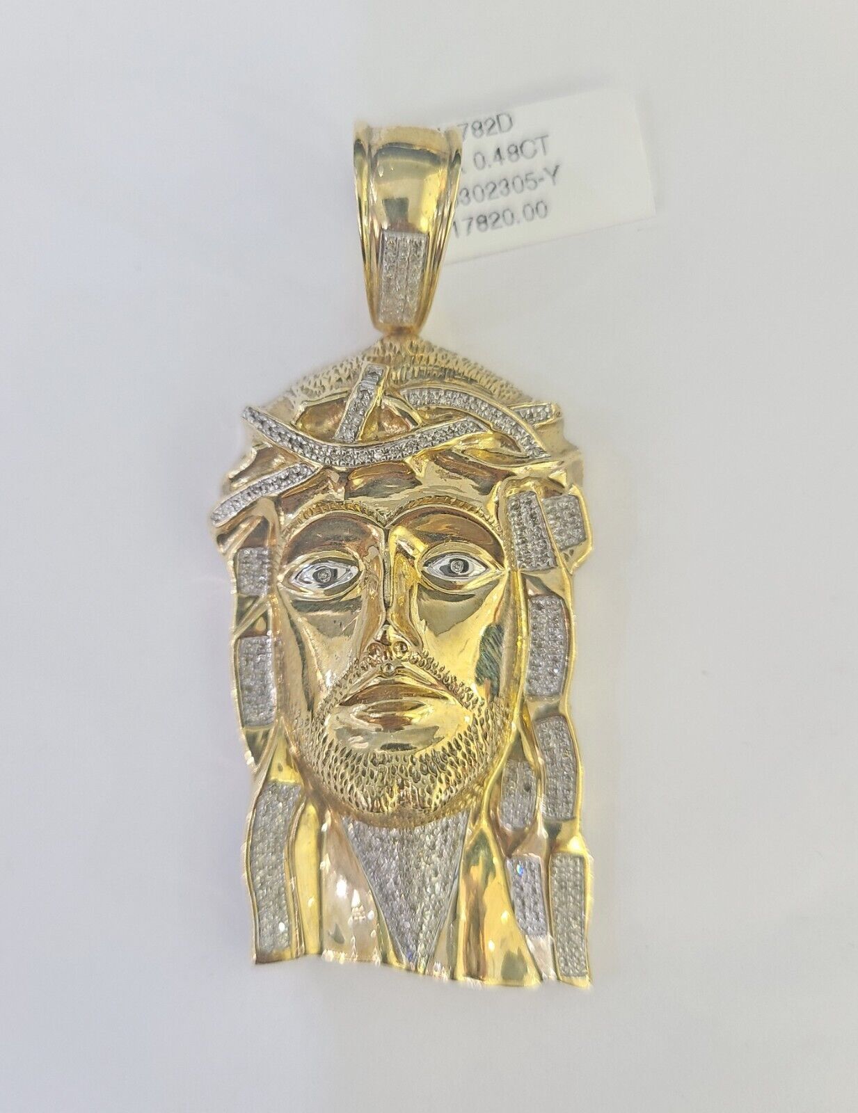 Real 10K Diamond Jesus Head Charm Yellow Gold Pendant Genuine Real