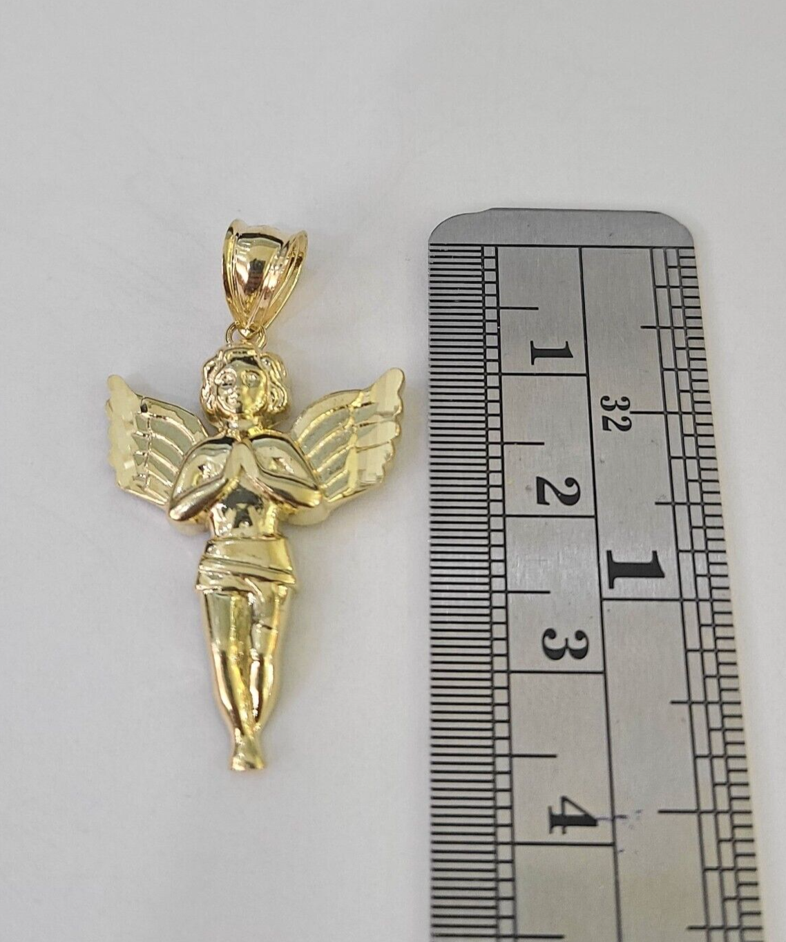 10K Real Praying Hands Charm Pendant Yellow Gold 1.5" Genuine