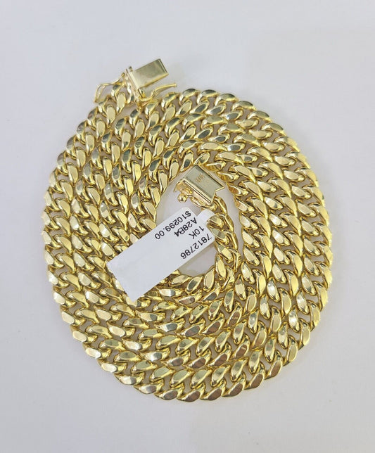 10k Miami Cuban Link Chain Yellow Gold 7mm Necklace 20-28 Inches Real