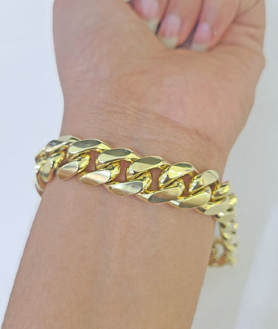 Real 14k Yellow Gold Miami Cuban link Bracelet 13mm 7.5"-9" Inch Solid