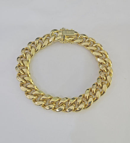 14K Miami Cuban Bracelet Yellow Gold Box Clasp 8" Inch 11mm Link