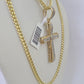 10k Miami Cuban Chain Jesus Cross Charm Set 4.5mm 20"-28" Necklace Pendant Gold