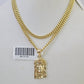 10K Gold Miami Cuban Chain Jesus Head 18"-28" 3mm REAL Pendant Necklace SET