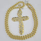 10k Gold Byzantine Necklace Jesus Cross Charm 18-30 inches 5mm SET Chain Pendant