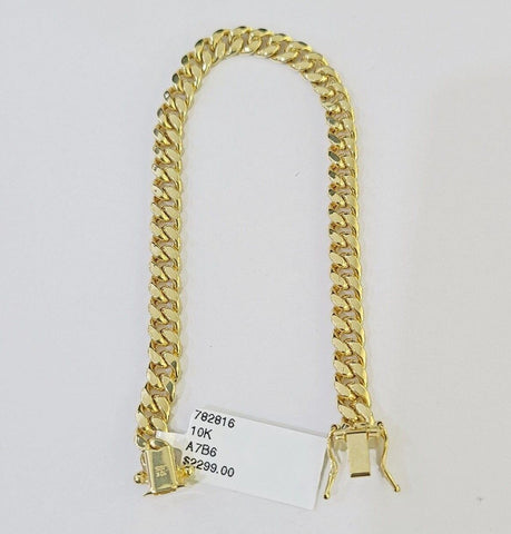 Real 10k Gold Miami Cuban link Bracelet 6mm 7" - 9 Inch 10kt  Men Women DISCOUNT