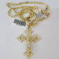 10k Milano Rope Chain Jesus Cross Charm Necklace SET 3mm 18"-26" Pendant