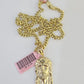 Real 14k Chain Jesus Head Charm Set Miami Cuban Link 4mm Necklace Pendant