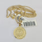 10k Solid Gold Cuban Curb Chain Mayan Calendar Pendant 2mm 18"-24" SET Necklace