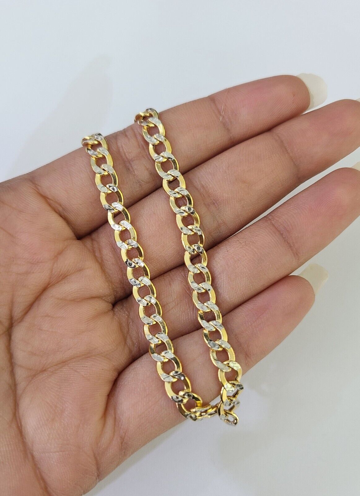 Real 10K Cuban Curb Link Bracelet Yellow Gold Diamond Cut 5mm 8" Inch