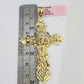 14K Franco Chain Jesus INRI Cross Pendant Charm Necklace 20"-26" 4mm Gold