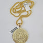 10K Franco Chain Mayan Calendar Pendant Charm Necklace 20"-26" 3mm Gold Yellow