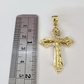 10k Gold Chain Jesus Cross Charm Pendant Cuban Curb Link 5mm 18"-28" Inch SET