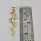 Real 10K Snake Sword Pendant 1.5" Yellow Gold Charm Veterinarian Caduceus