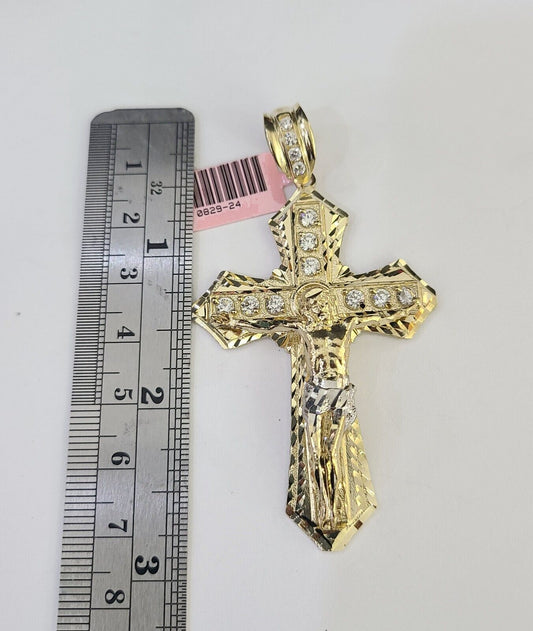 Real 14k Rope Chain Jesus Cross Charm Yellow Gold Set 5mm 20"-30" Necklace