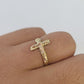 Real 10k Jesus Cross Ring Band Wedding Engagement Casual Women Yellow Gold