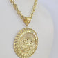 Real 10k Rope Chain Last Supper Charm Set 7mm 18"-26" Inch Necklace Yellow Gold