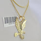 10K Solid Franco Chain Eagle Pendant Charm Necklace 18"-24" 1.5mm Yellow Gold