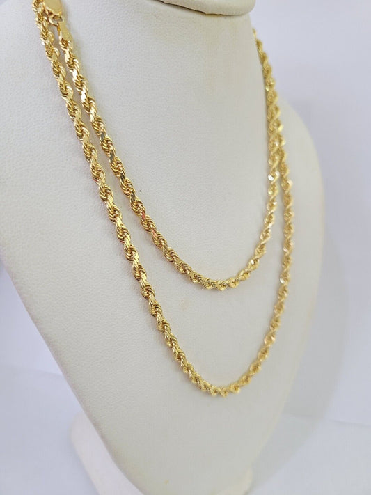 18k Real Solid Rope Chain Yellow Gold 3mm 18"-26" Inch Genuine 18kt Necklace