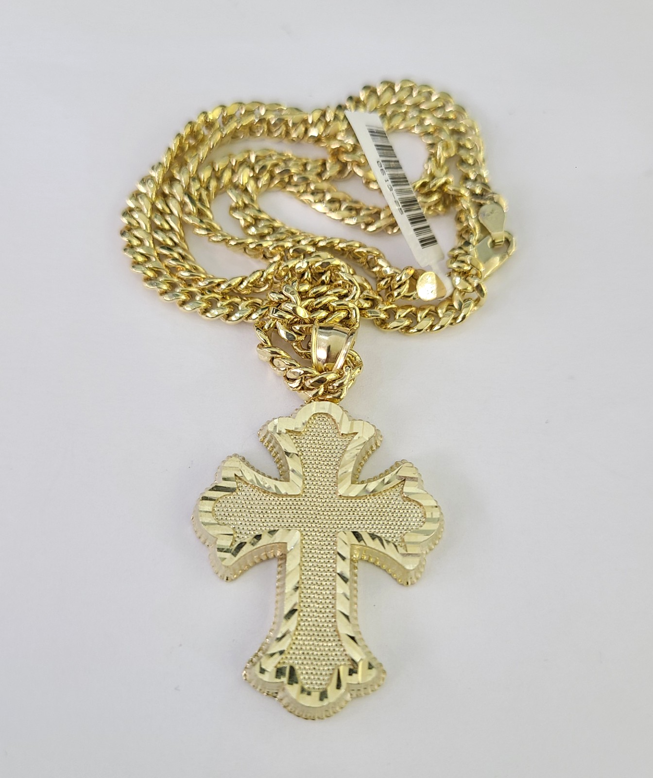 10k Jesus Cross Charm Miami Cuban Chain Pendant Set 5mm 18"28" Necklace Gold