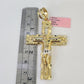 Real 14k Solid Chain Cross Charm Set Miami Cuban Link 6mm Necklace Pendant Gold