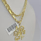 10k Milano Rope Chain No Days Off Charm Pendent Necklace SET 3mm 18" 20" 22" 24"