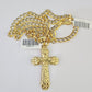 10k Solid Gold Cuban Curb Chain Jesus Cross Pendant 6mm 20"-30" SET Necklace