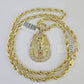 Real 10k Rope Chain Pharaoh Charm Set 7mm 18"-26" Inch Necklace Yellow Gold