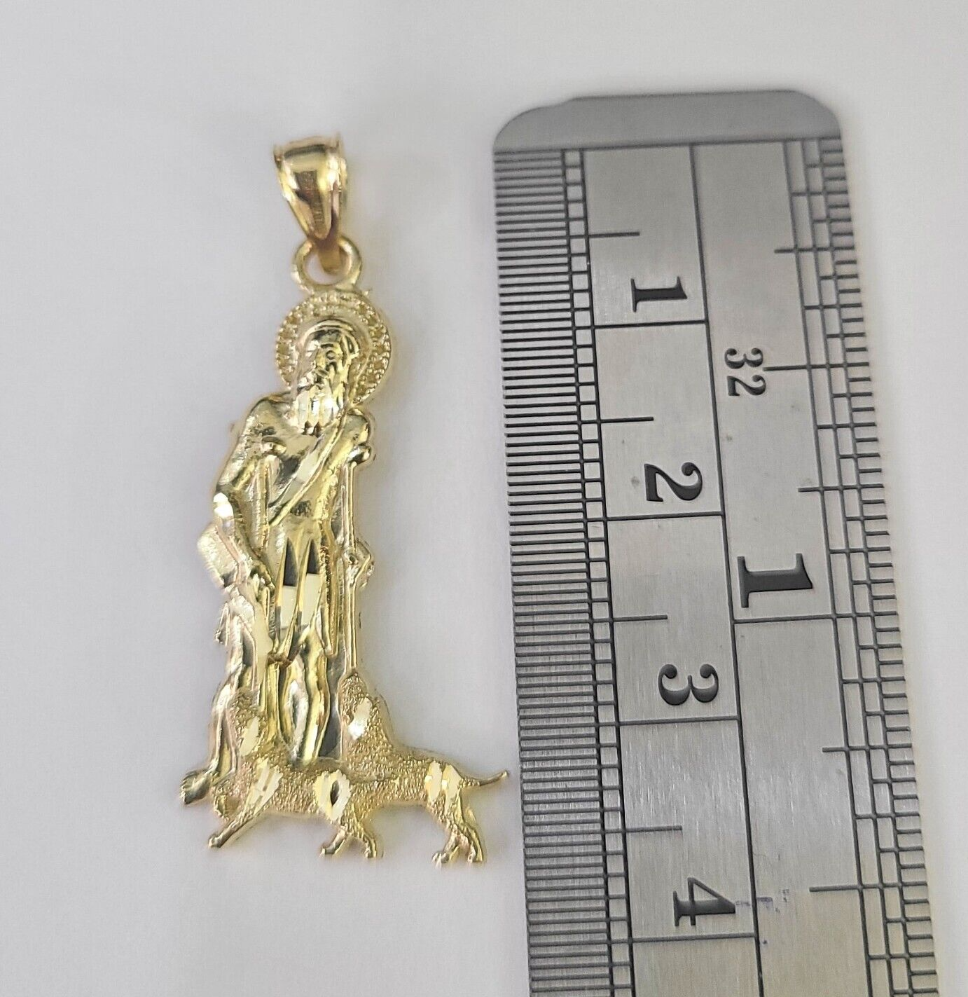 Real 10K Gold Saint Lazaro Charm 10kt yellow Gold Pendent Sheppard Dogs