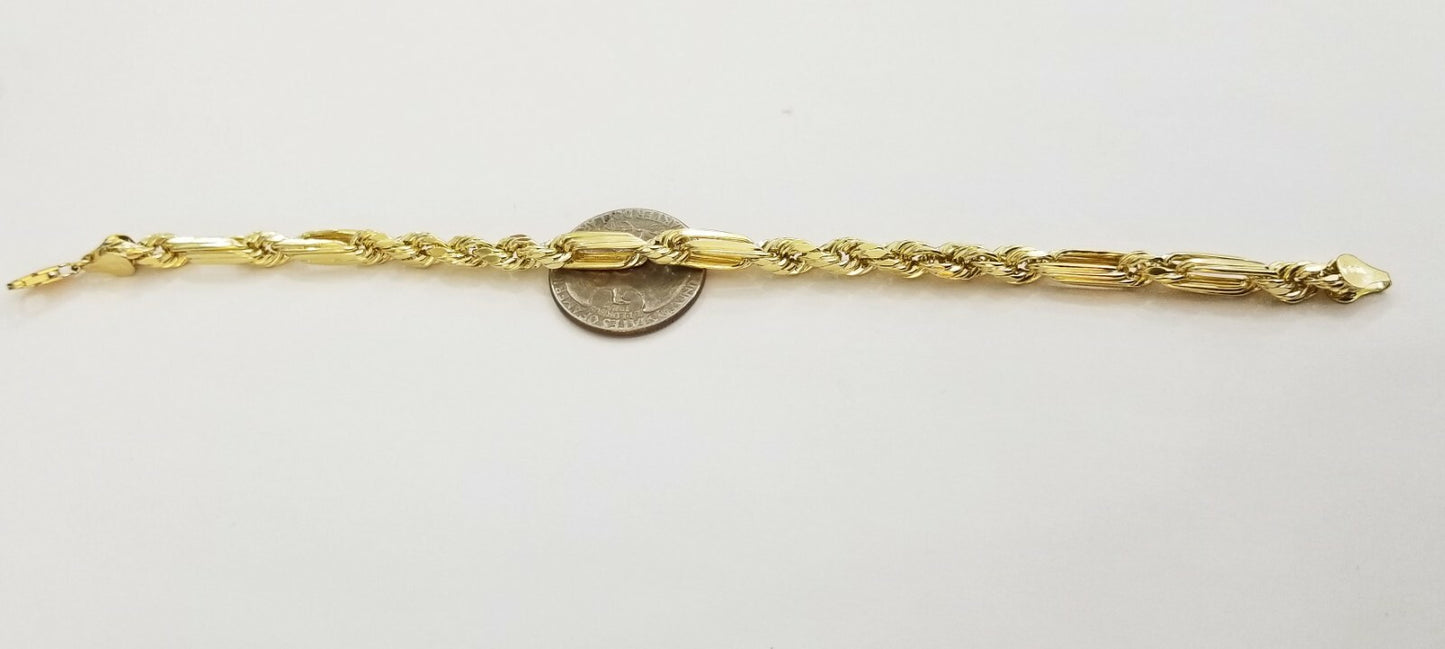 10k Yellow Gold Milano Rope Chain bracelet 7.5" 5mm real gold