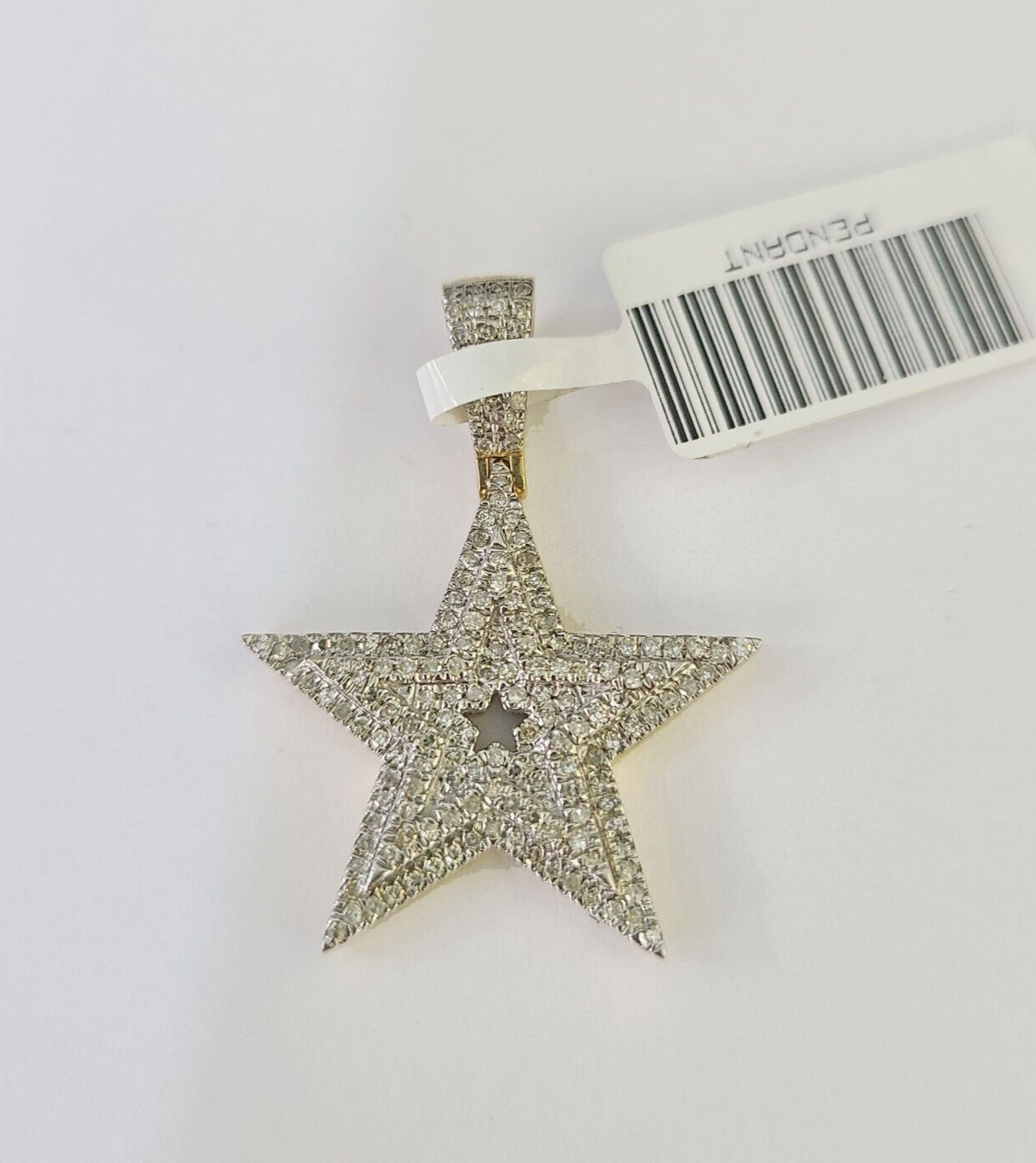 10K Real Diamond Star Emoji Charm 1.25 Inch Emoji Pendant 10kt Yellow Gold