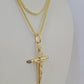 10K Gold Franco Chain INRI Cross Charm SET Length 16-20 Inches 1mm Ladies Women