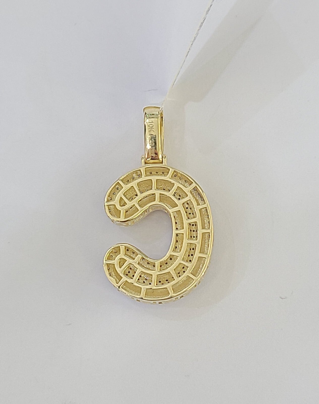 10k Gold Natural Diamond Letter C Initial Alphabet Charm Pendant