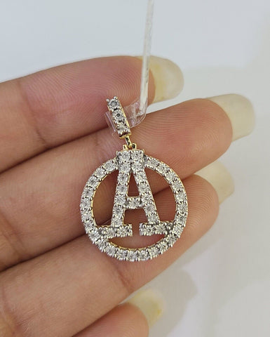 10k Diamond A Charm Pendant Initial Alphabet Letter Real Genuine Yellow Gold