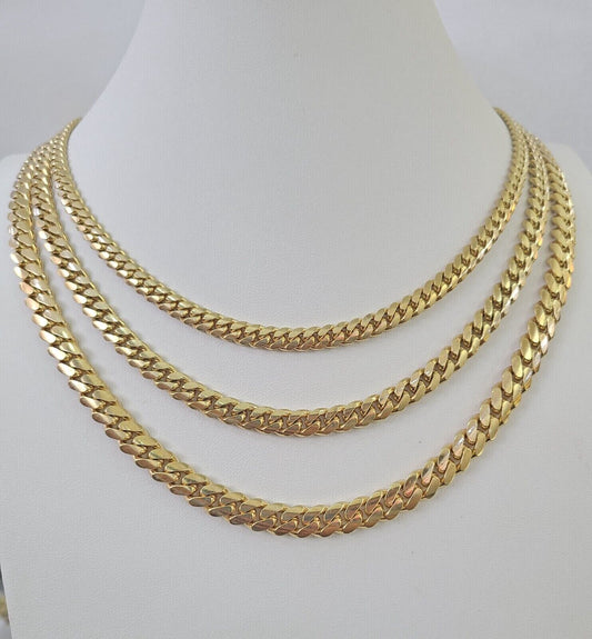 Real 10k Solid Miami Cuban Link Chain Necklace 6mm 7mm 8mm 24 Inches 10kt Gold