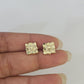 Square 10k Nugget Earrings Yellow Gold Push Back Hoop Real Men Women