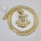 10k Solid Gold Cuban Curb Chain Jesus Anchor Pendant 6mm 20"-30" SET Necklace