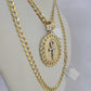 10k Gold Chain Medallion Ankh Charm Solid Cuban Curb Link 5mm 18"-28" Inch SET