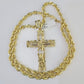 Real 10k Solid Rope Chain Nugget Cross Charm Set 6mm 20"-30" Inch Necklace Gold