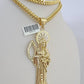 10K Franco Chain Saint Reaper Pendant Charm Necklace 20"-26" 5mm Gold SET Yellow