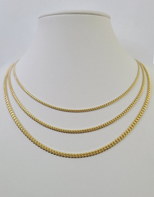 18k Solid Miami Cuban Chain Gold 2.5mm 3mm 4mm 18" 20" 22" 24" Inch Necklace