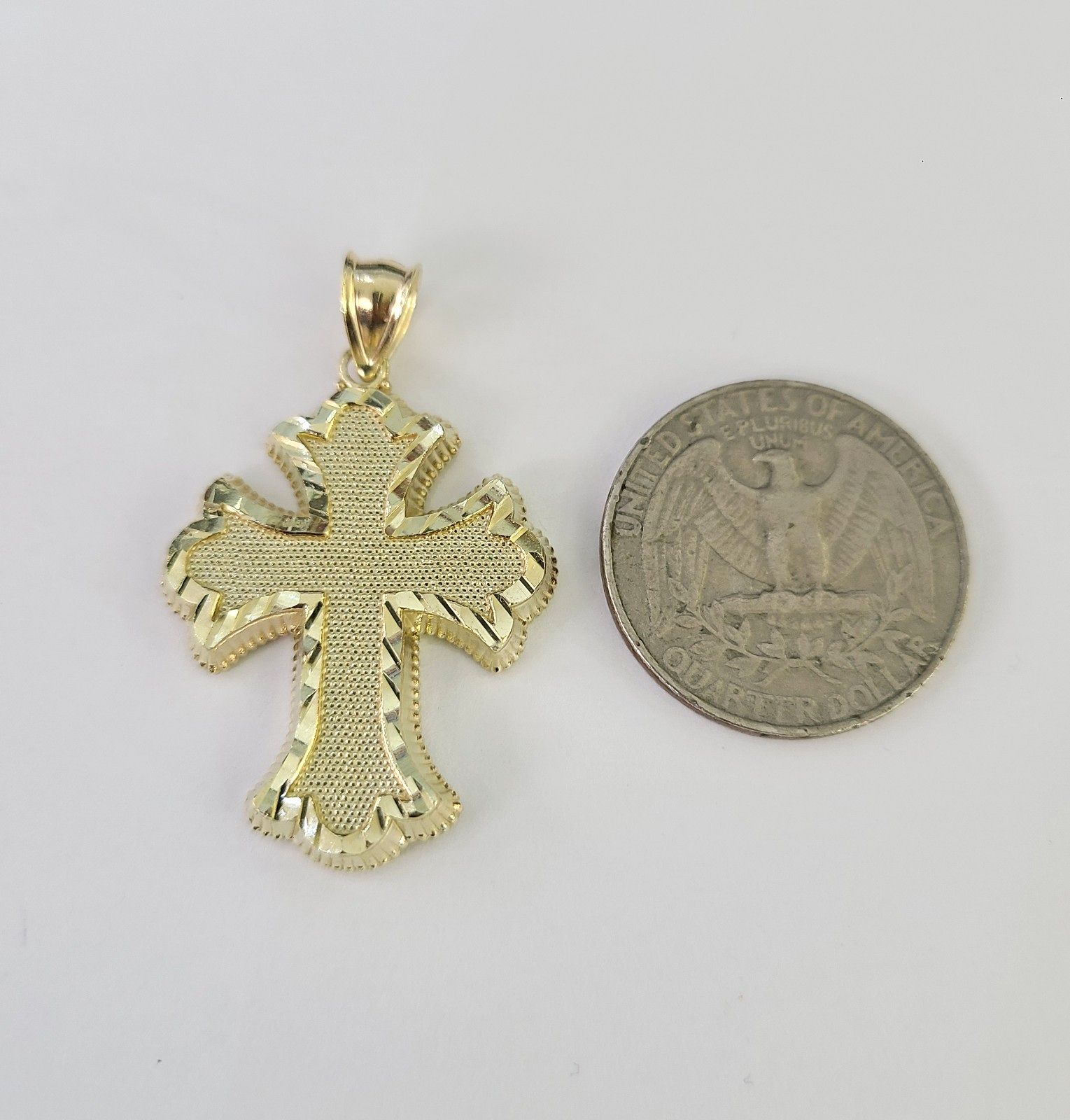 10k Miami Cuban Chain Jesus Cross Charm Pendant Set 5mm 18"28" Necklace Gold