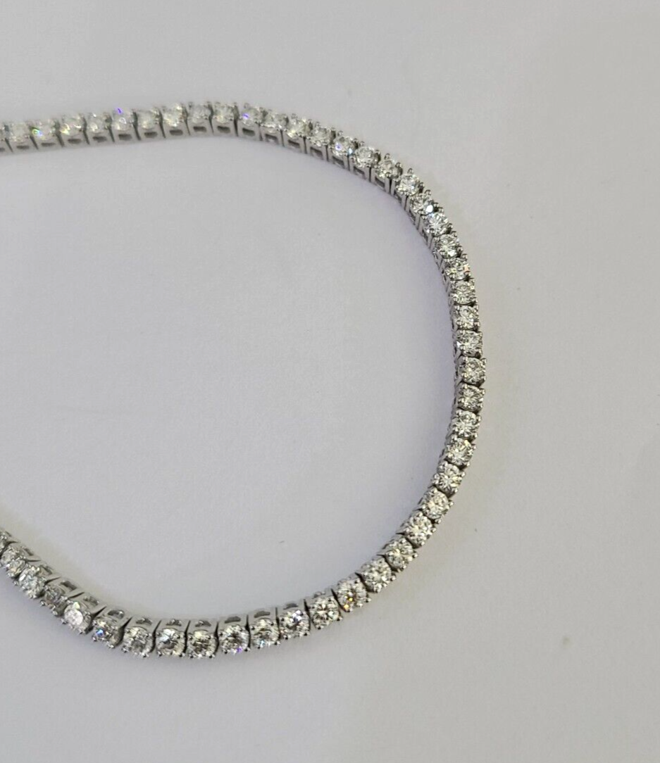 10K Sterling Silver Diamond Bracelet Women Ladies 7" REAL Genuine 925