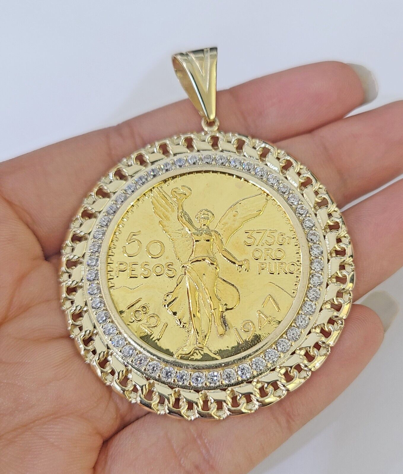 10k Centenario Coin Charm Yellow Gold 50 Pesos 1947 Mexico/Mexican Coin