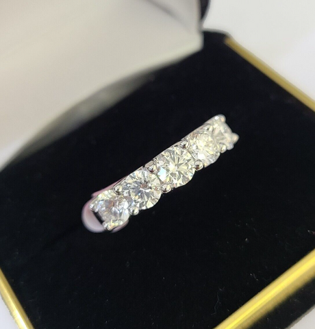 Real 10k White Gold Diamond Ladies Ring Lab Created Women Engagement Wedding