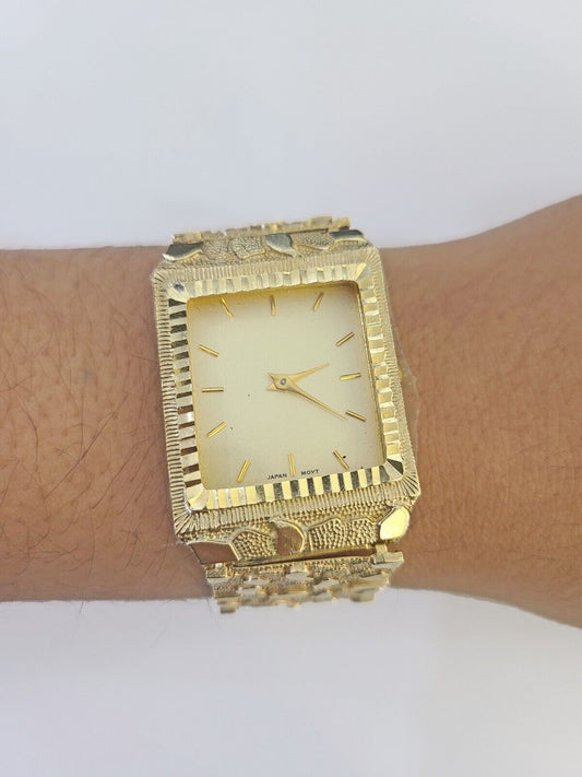 Designer 10K Yellow Gold Nugget watch Men Women Real Genuine