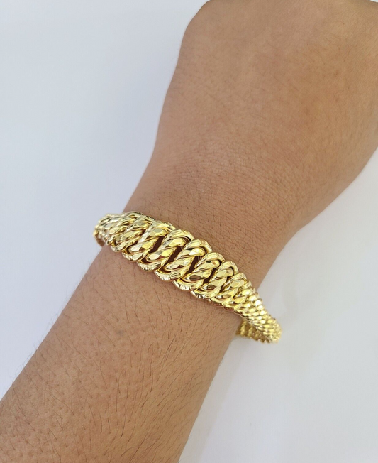 10K Gold Flat Byzantine Link Princesa Bracelet 7mm 7.5" inch Real Yellow