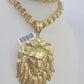 10k Gold Byzantine Necklace Lion Charm 20-30 inches 9mm REAL Yellow SET Chain