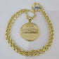 Real 10k Gold Rope Chain Last Supper Nugget Pendant Set 4mm 18"-28"