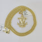 10K Gold Miami Cuban Chain Eagle Anchor Charm 18"-28" 3mm REAL Pendant Necklace